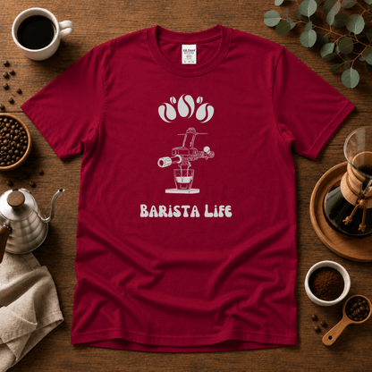 Barista Life T-Shirt #2– Retro Group Handle - Design By Tomi