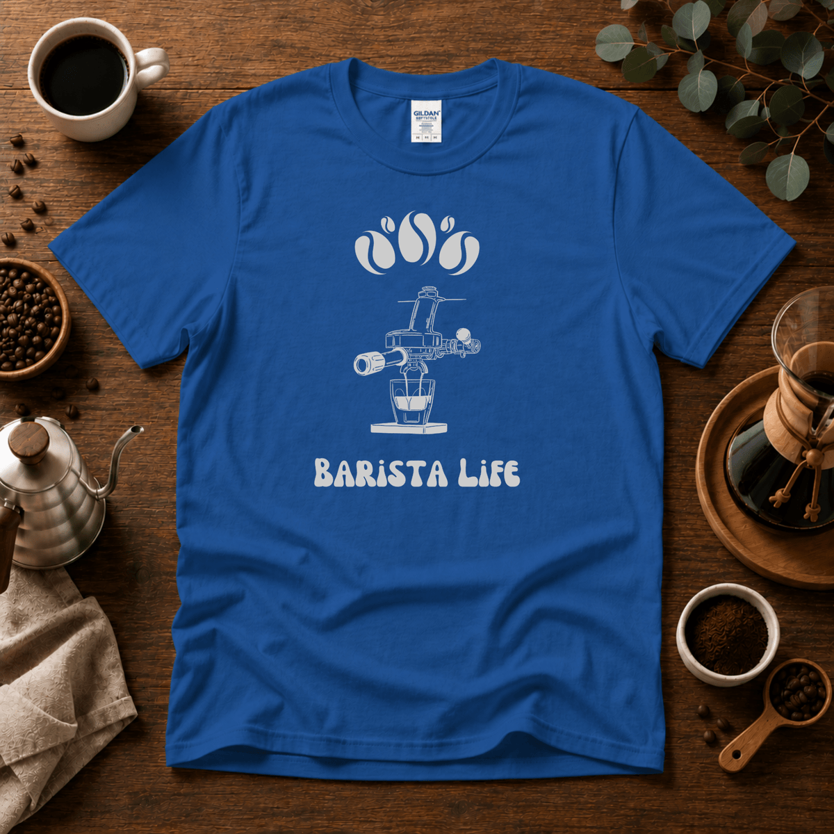 Barista Life T-Shirt #2– Retro Group Handle - Design By Tomi