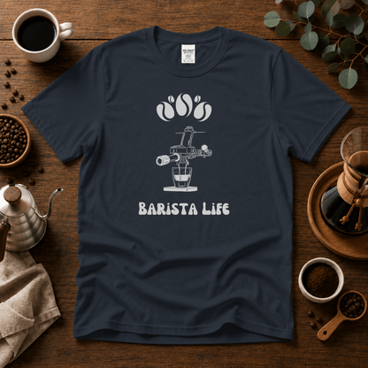 Barista Life T-Shirt #2– Retro Group Handle - Design By Tomi