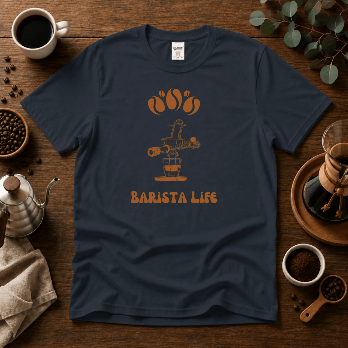Barista Life T-Shirt – Retro Group Handle - Design By Tomi