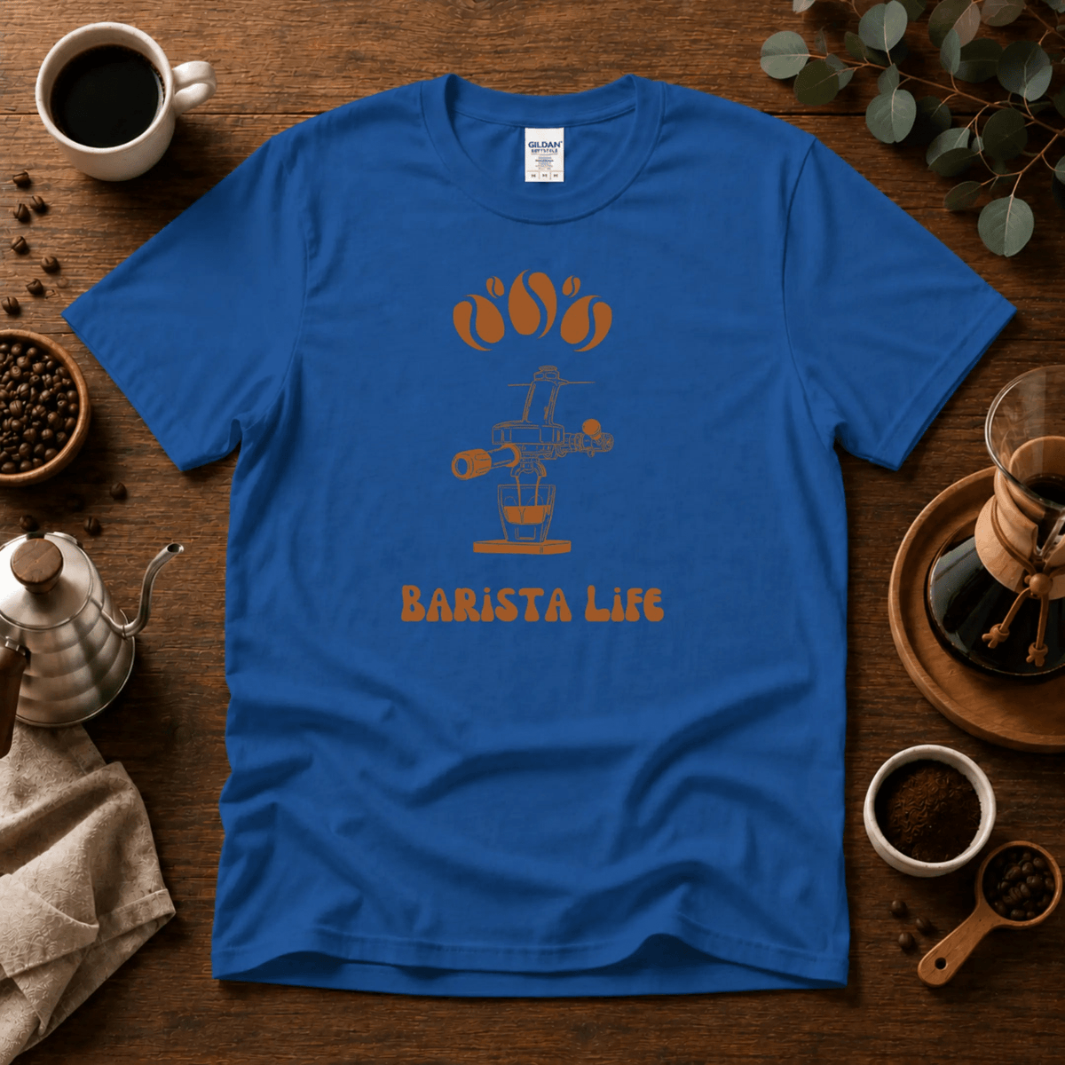 Barista Life T-Shirt – Retro Group Handle - Design By Tomi