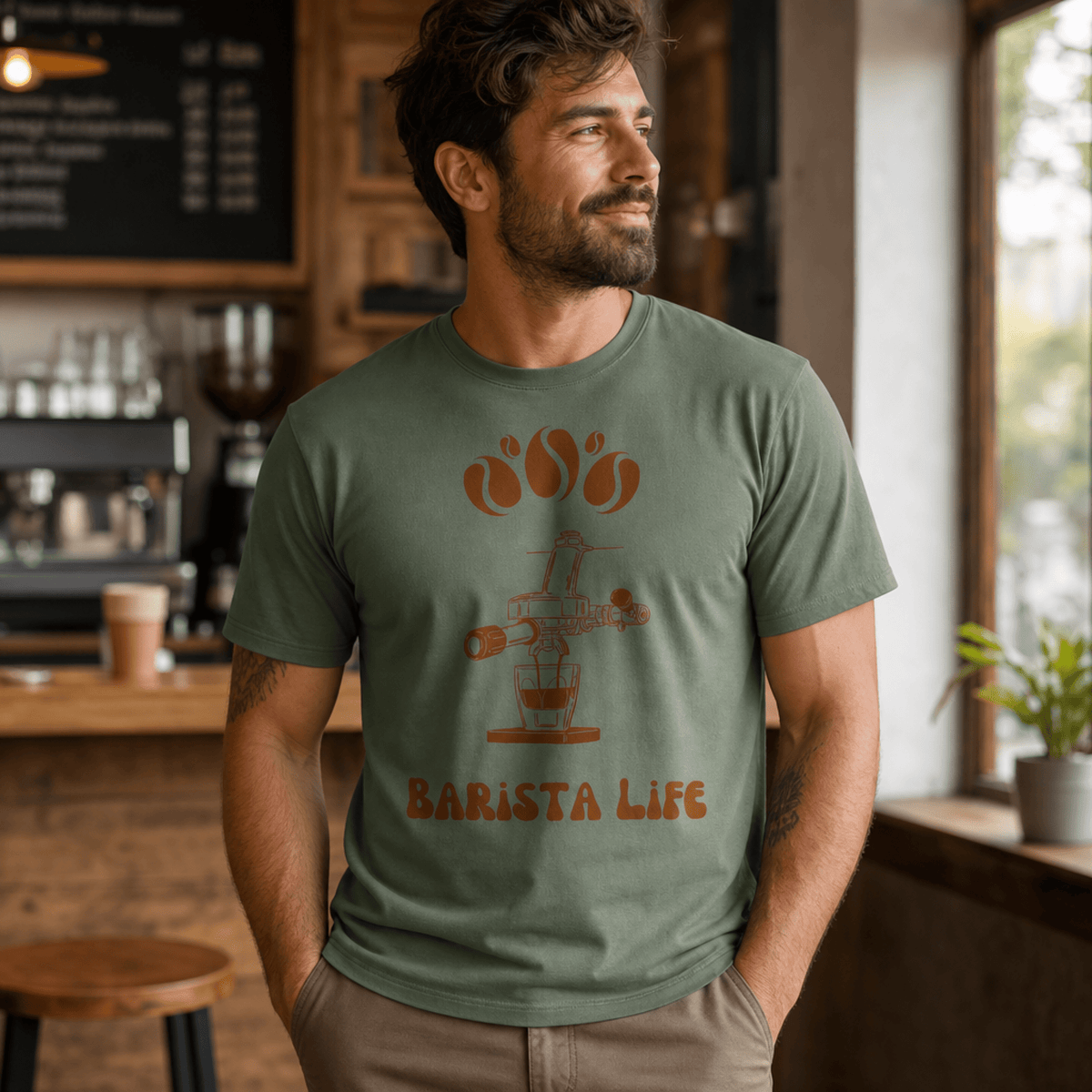 Barista Life T-Shirt – Retro Group Handle - Design By Tomi