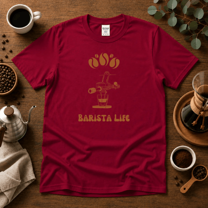 Barista Life T-Shirt – Retro Group Handle - Design By Tomi
