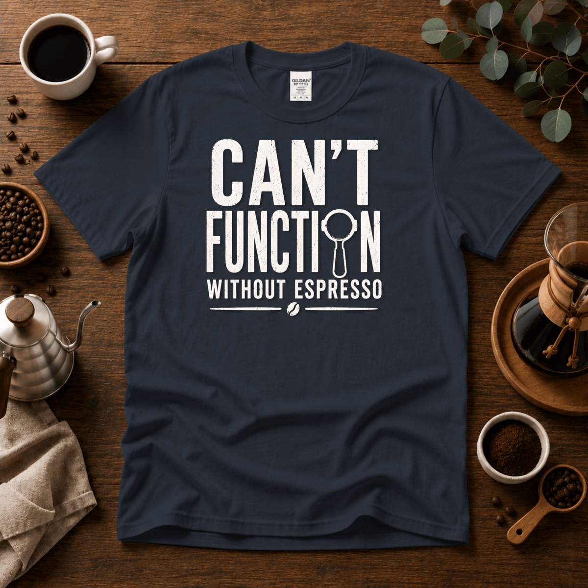 Can't Function Without Espresso Graphic T-Shirt - Design By Tomi