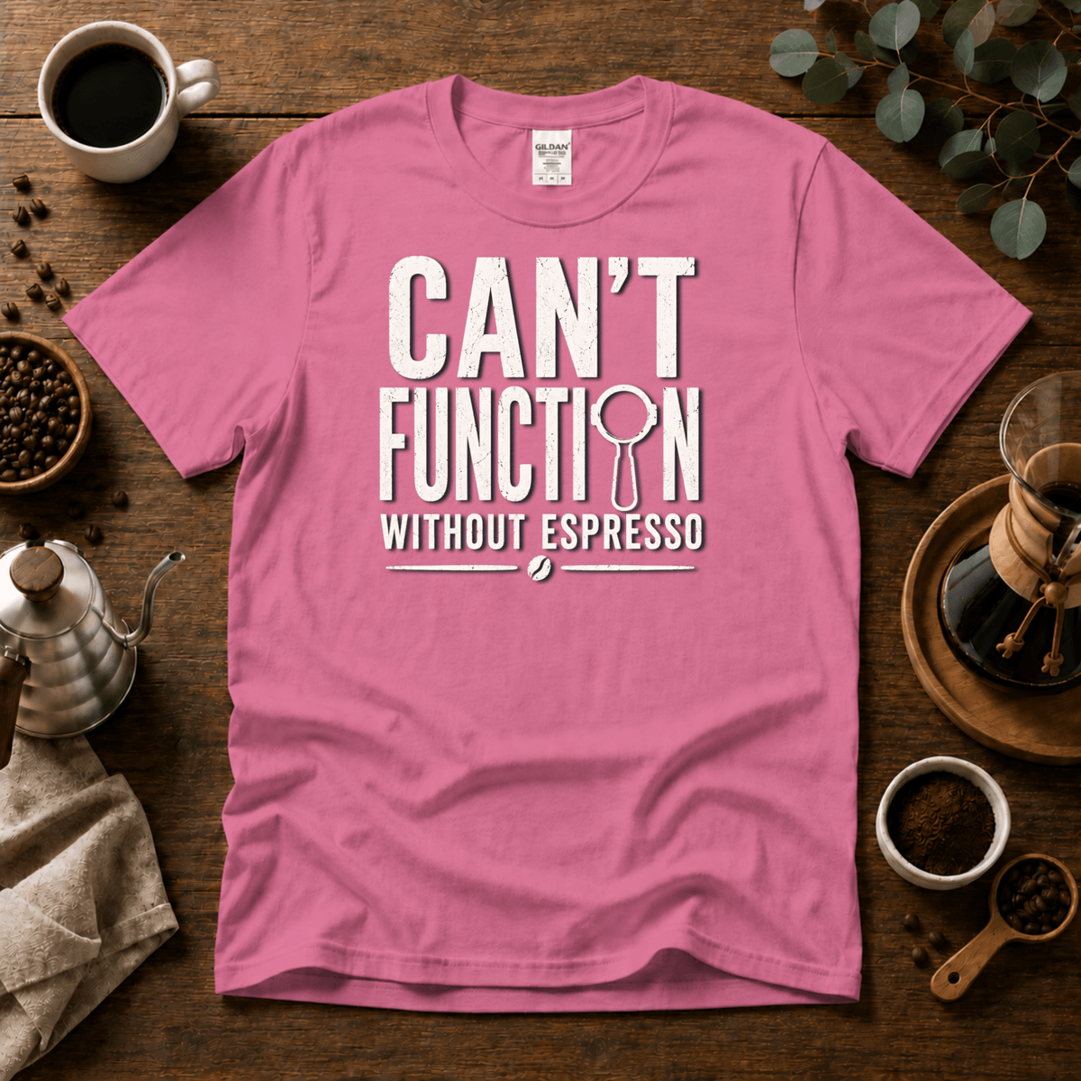 Can't Function Without Espresso Graphic T-Shirt - Design By Tomi