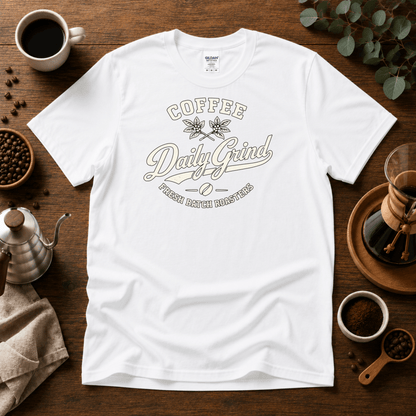 Coffee Daily Grind Fresh Batch Roasters Premium Cotton T-Shirt - Design By Tomi