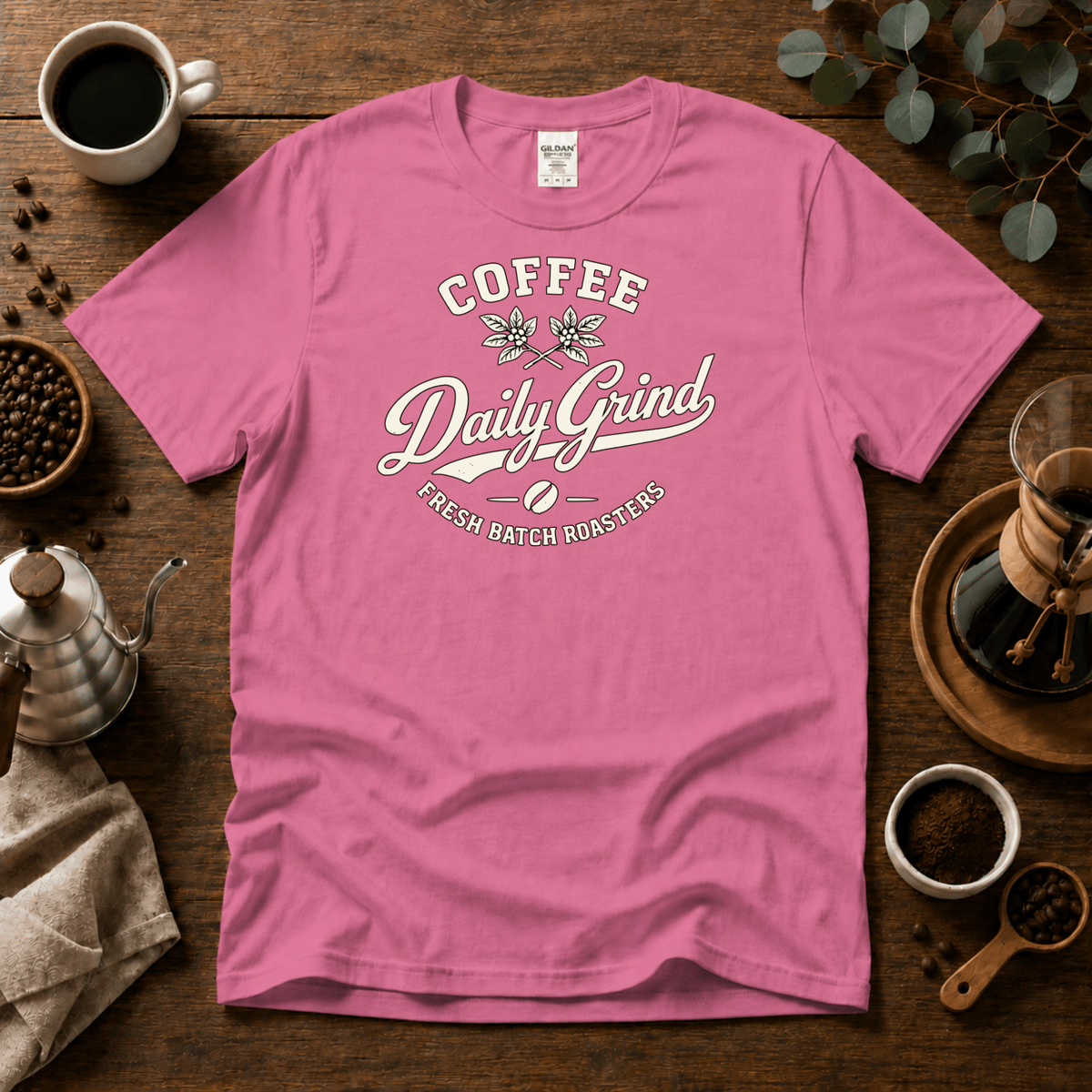 Coffee Daily Grind Fresh Batch Roasters Premium Cotton T-Shirt - Design By Tomi