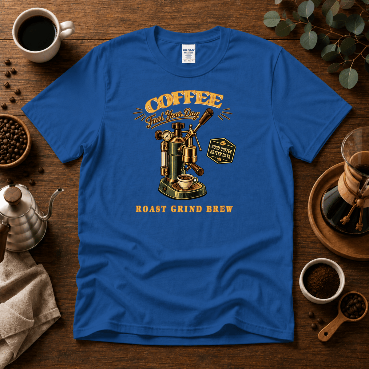 Coffee Machine - Fuel Your Day T-Shirt - Design By Tomi