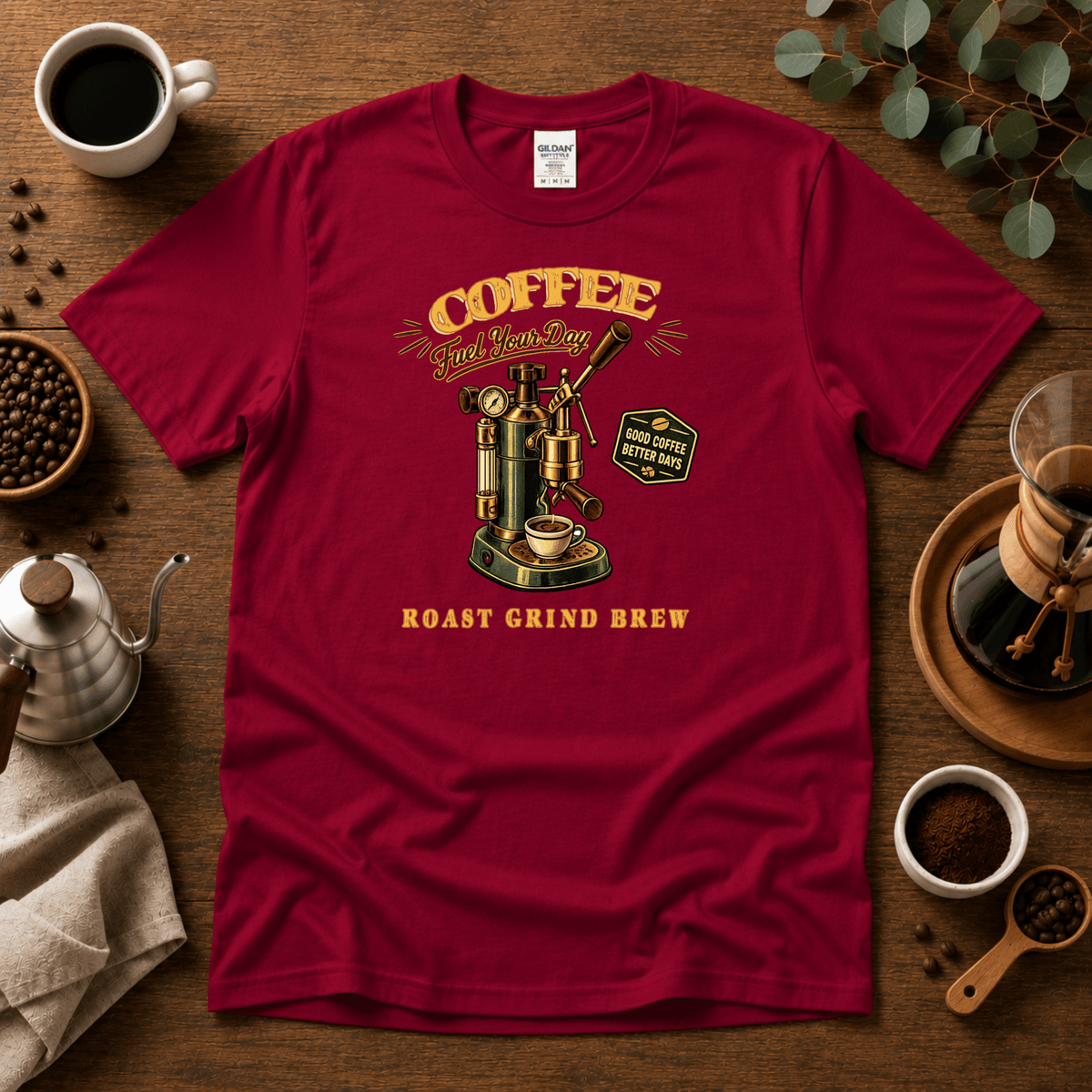 Coffee Machine - Fuel Your Day T-Shirt - Design By Tomi