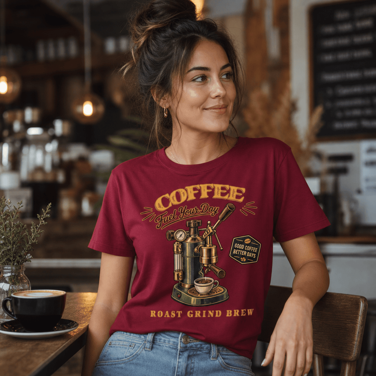 Coffee Machine - Fuel Your Day T-Shirt - Design By Tomi