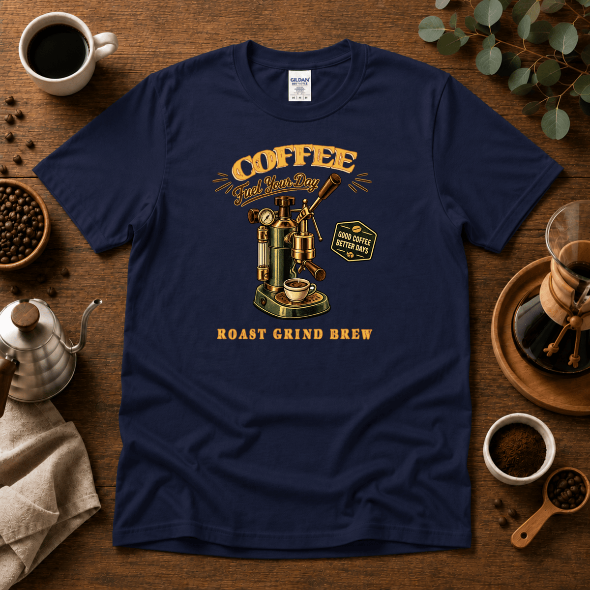 Coffee Machine - Fuel Your Day T-Shirt - Design By Tomi
