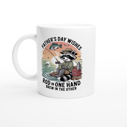 Father's Day Fishing and Coffee Ceramic Mug with Colorful Rim - Design By Tomi