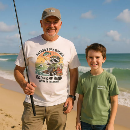 Father's Day Wishes T-Shirt – Coffee and Fishing Theme - Design By Tomi