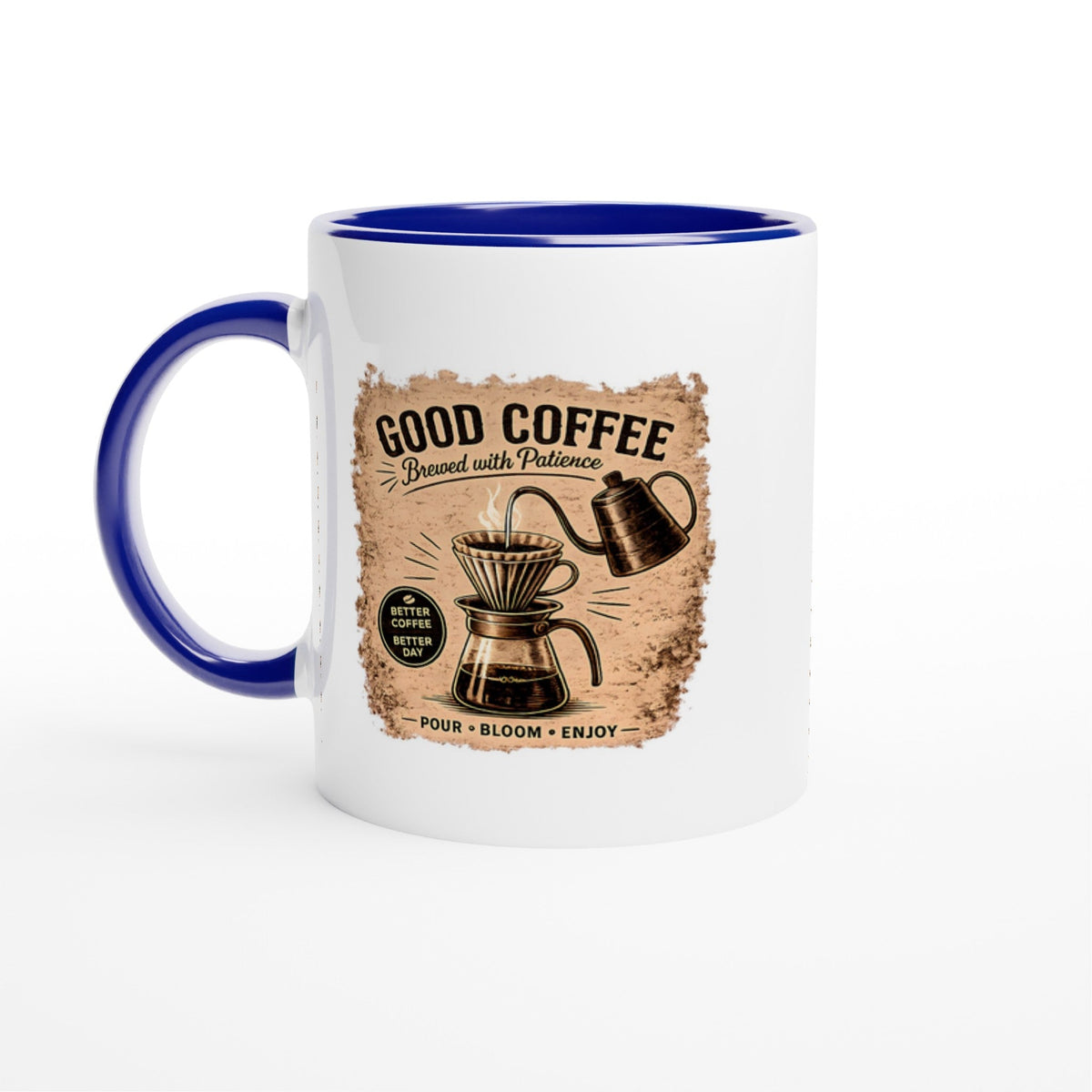 Good Coffee Pour Over Ceramic Mug – 11oz Two-Tone Beverage Cup - Design By Tomi