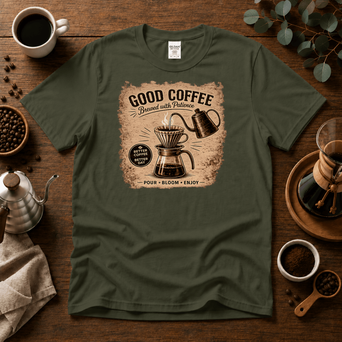 Good Coffee Pour Over Graphic T-Shirt - Design By Tomi
