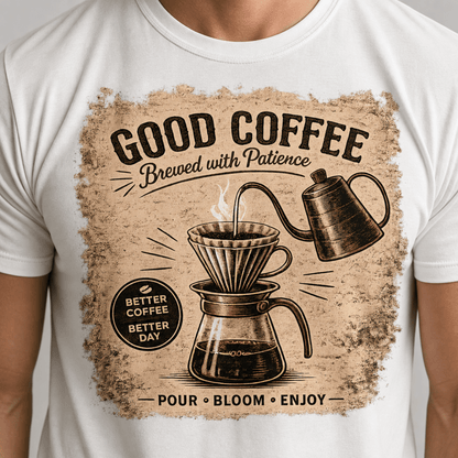 Good Coffee Pour Over Graphic T-Shirt - Design By Tomi
