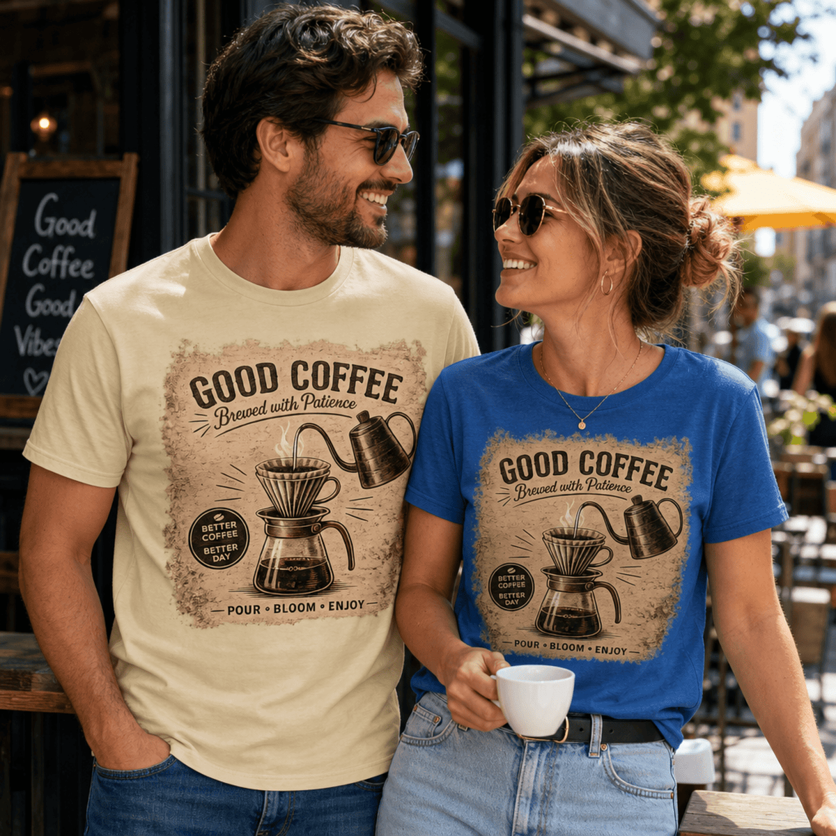 Good Coffee Pour Over Graphic T-Shirt - Design By Tomi