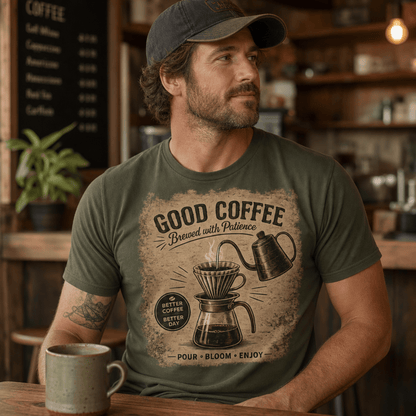 Good Coffee Pour Over Graphic T-Shirt - Design By Tomi