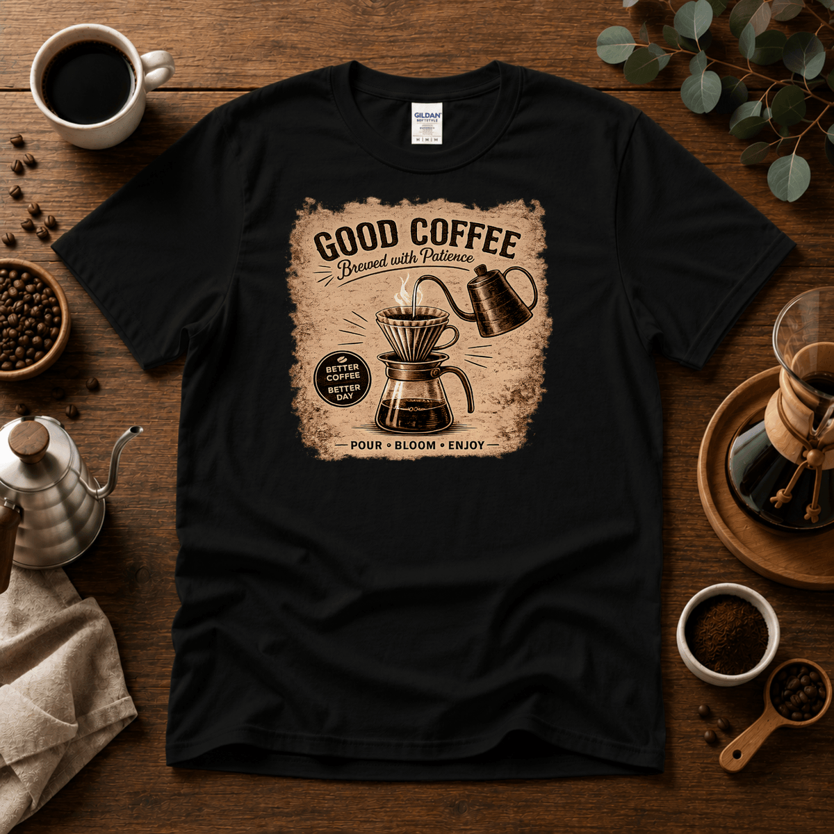 Good Coffee Pour Over Graphic T-Shirt - Design By Tomi