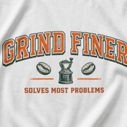 Grind Finer Coffee T-Shirt - Design By Tomi