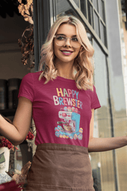 Happy Brewster Coffee Style T-Shirt - Colorful Coffee Design with 'Happy Brewster' - Design By Tomi