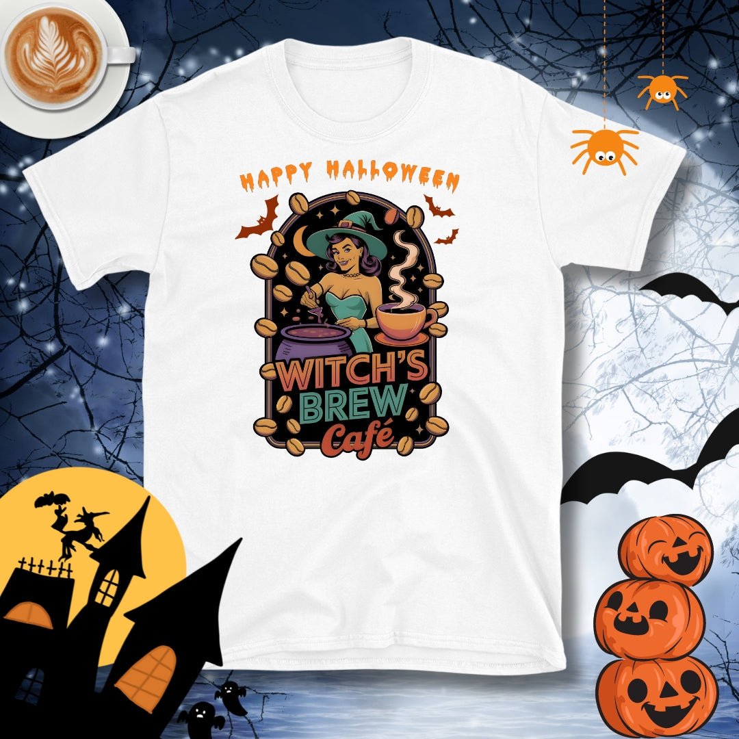 Happy Halloween, Witch's Brew Cafe Coffee T-Shirt - Design By Tomi