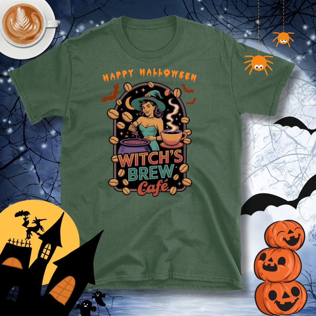 Happy Halloween, Witch's Brew Cafe Coffee T-Shirt - Design By Tomi