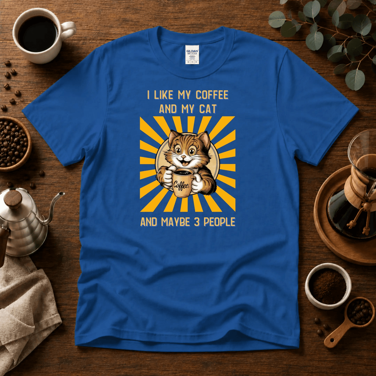 I like my Coffee and my Cat T-shirt - Design By Tomi