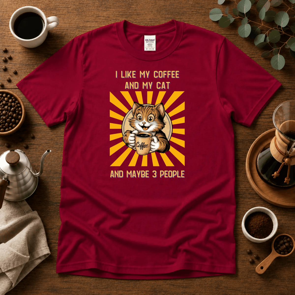 I like my Coffee and my Cat T-shirt - Design By Tomi