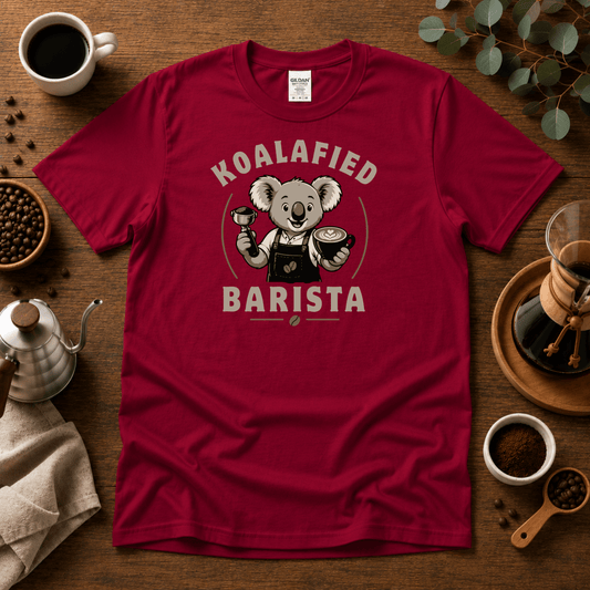 Koalafied Barista Coffee T-Shirt - Design By Tomi