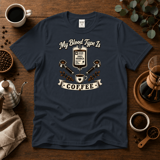My Blood Type is Coffee T-Shirt - Design By Tomi