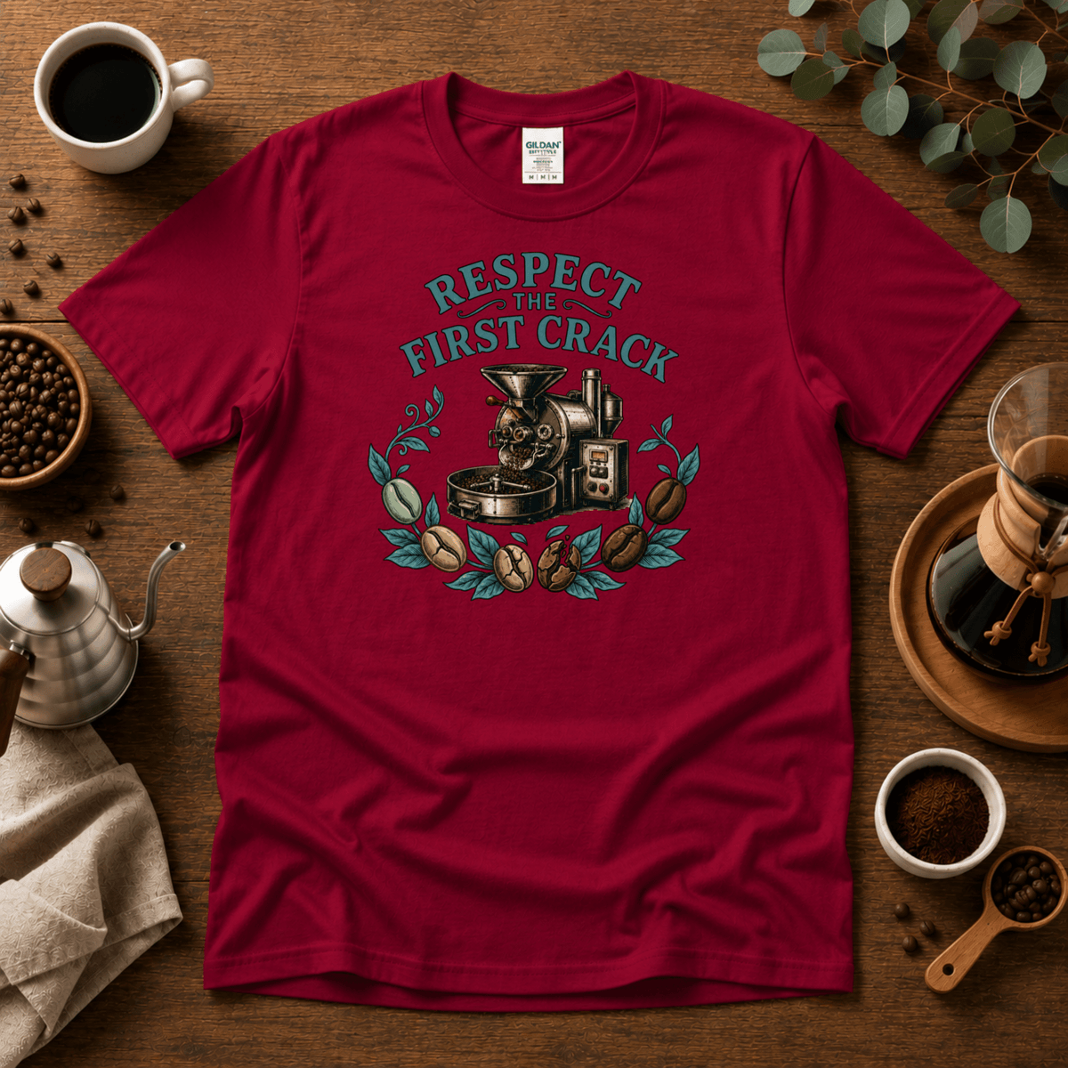 Respect the First Crack Roasting Coffee T-shirt - Design By Tomi
