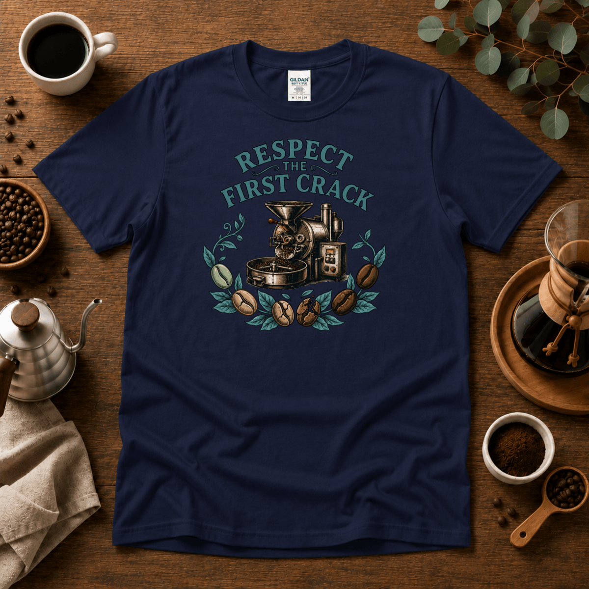 Respect the First Crack Roasting Coffee T-shirt - Design By Tomi