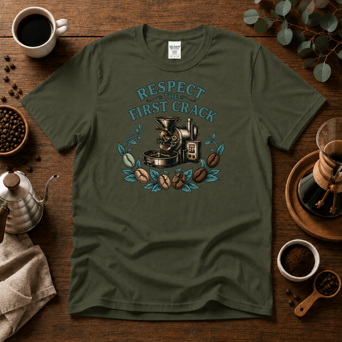 Respect the First Crack Roasting Coffee T-shirt - Design By Tomi