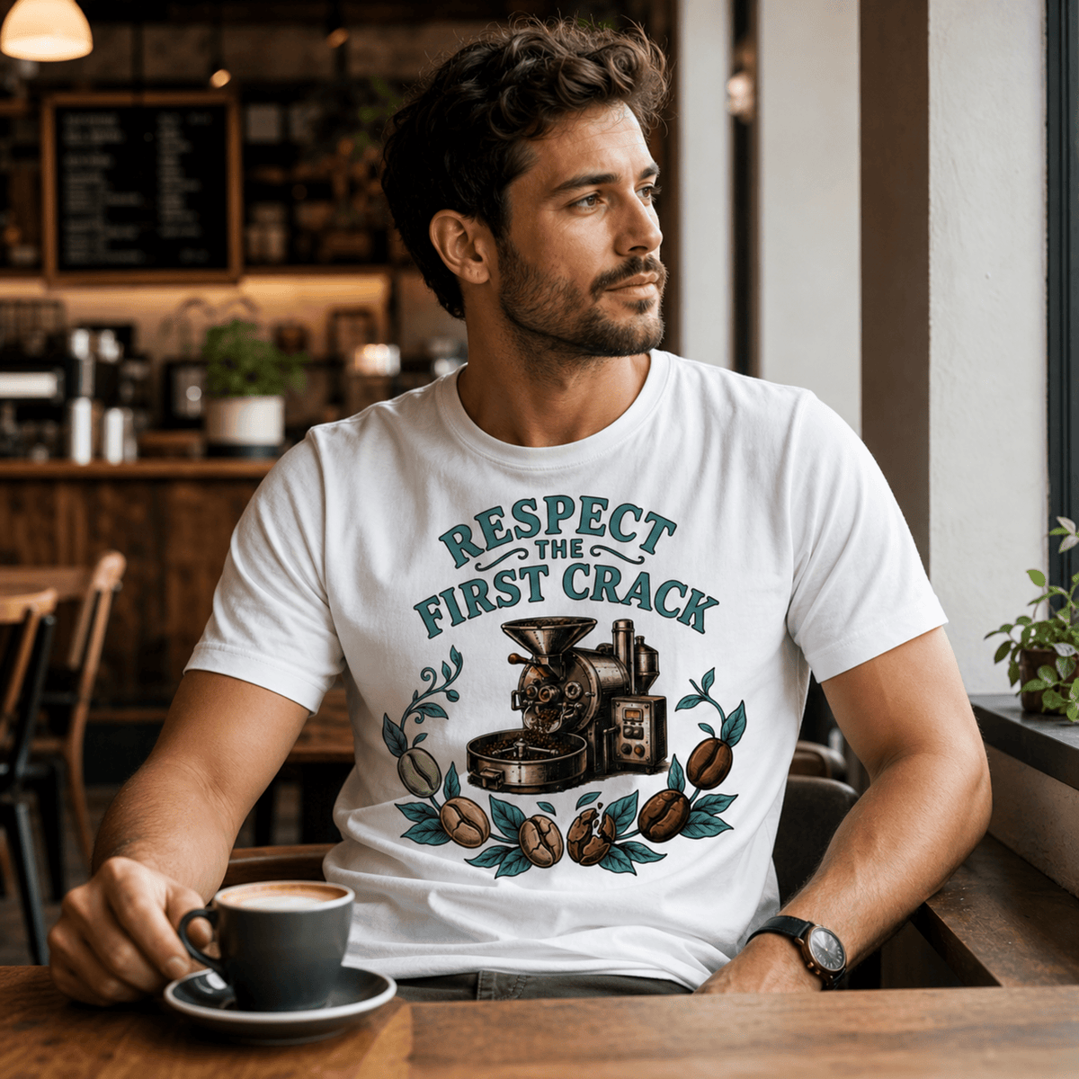Respect the First Crack Roasting Coffee T-shirt - Design By Tomi