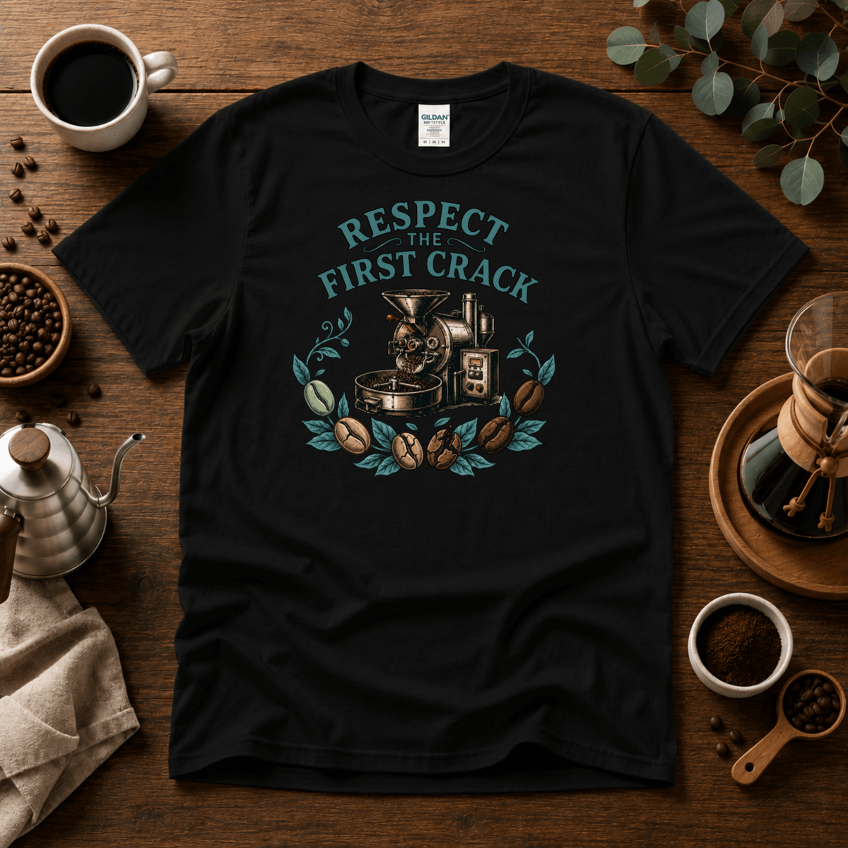 Respect the First Crack Roasting Coffee T-shirt - Design By Tomi