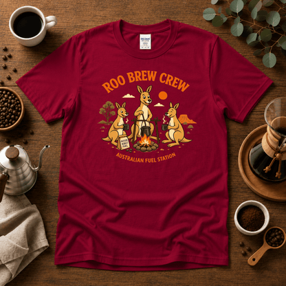 Roo Brew Crew - Australian Fuel Station T-Shirt - Design By Tomi