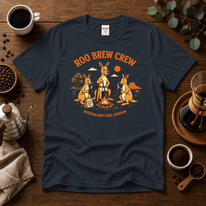 Roo Brew Crew - Australian Fuel Station T-Shirt - Design By Tomi