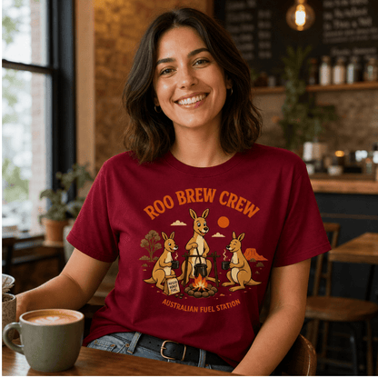 Roo Brew Crew - Australian Fuel Station T-Shirt - Design By Tomi