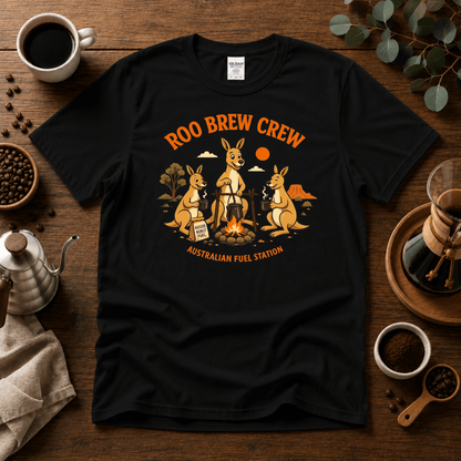 Roo Brew Crew - Australian Fuel Station T-Shirt - Design By Tomi