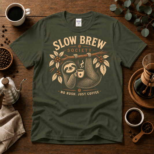 Slow Brew Crew Coffee T-shirt - Design By Tomi