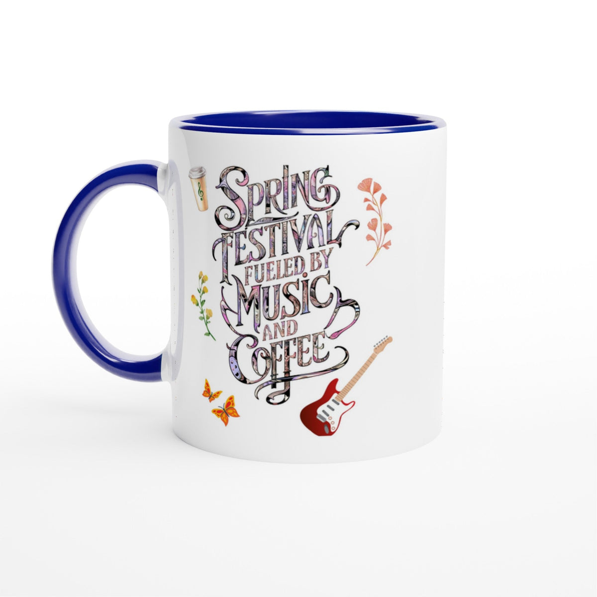Spring Festival Fueled By Music and Coffee, 11oz Ceramic Mug - Design By Tomi