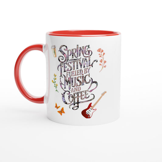 Spring Festival Fueled By Music and Coffee, 11oz Ceramic Mug - Design By Tomi