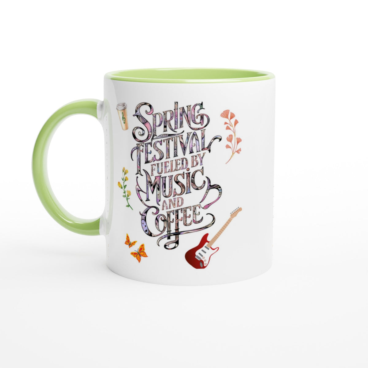 Spring Festival Fueled By Music and Coffee, 11oz Ceramic Mug - Design By Tomi