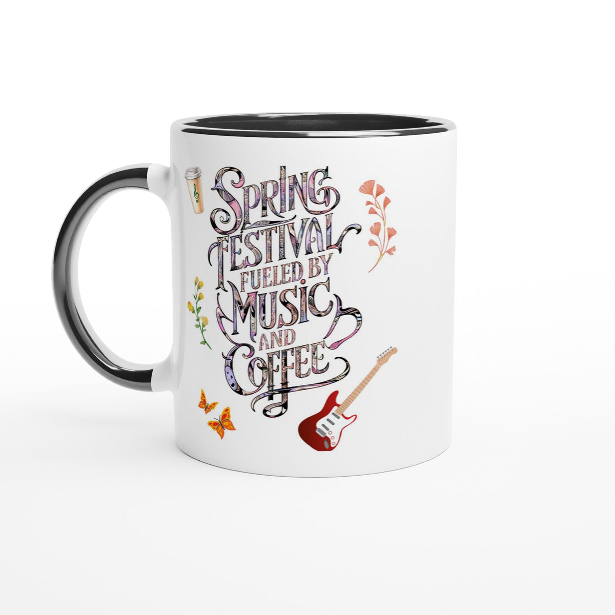 Spring Festival Fueled By Music and Coffee, 11oz Ceramic Mug - Design By Tomi