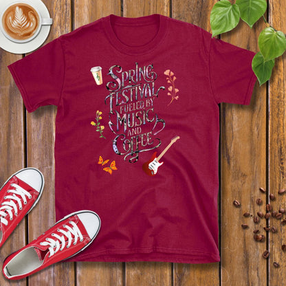 Spring Festival Fueled By Music and Coffee T-Shirt - Design By Tomi