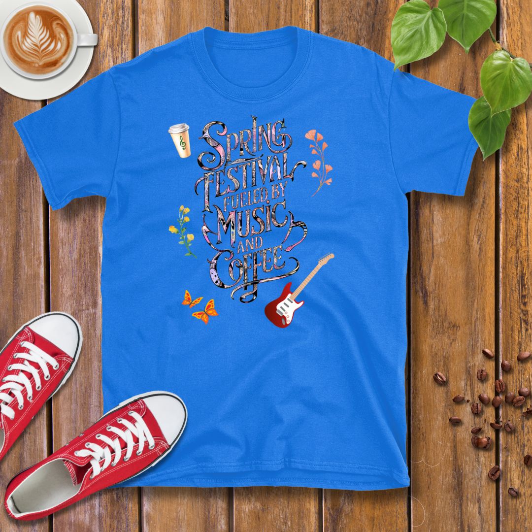 Spring Festival Fueled By Music and Coffee T-Shirt - Design By Tomi