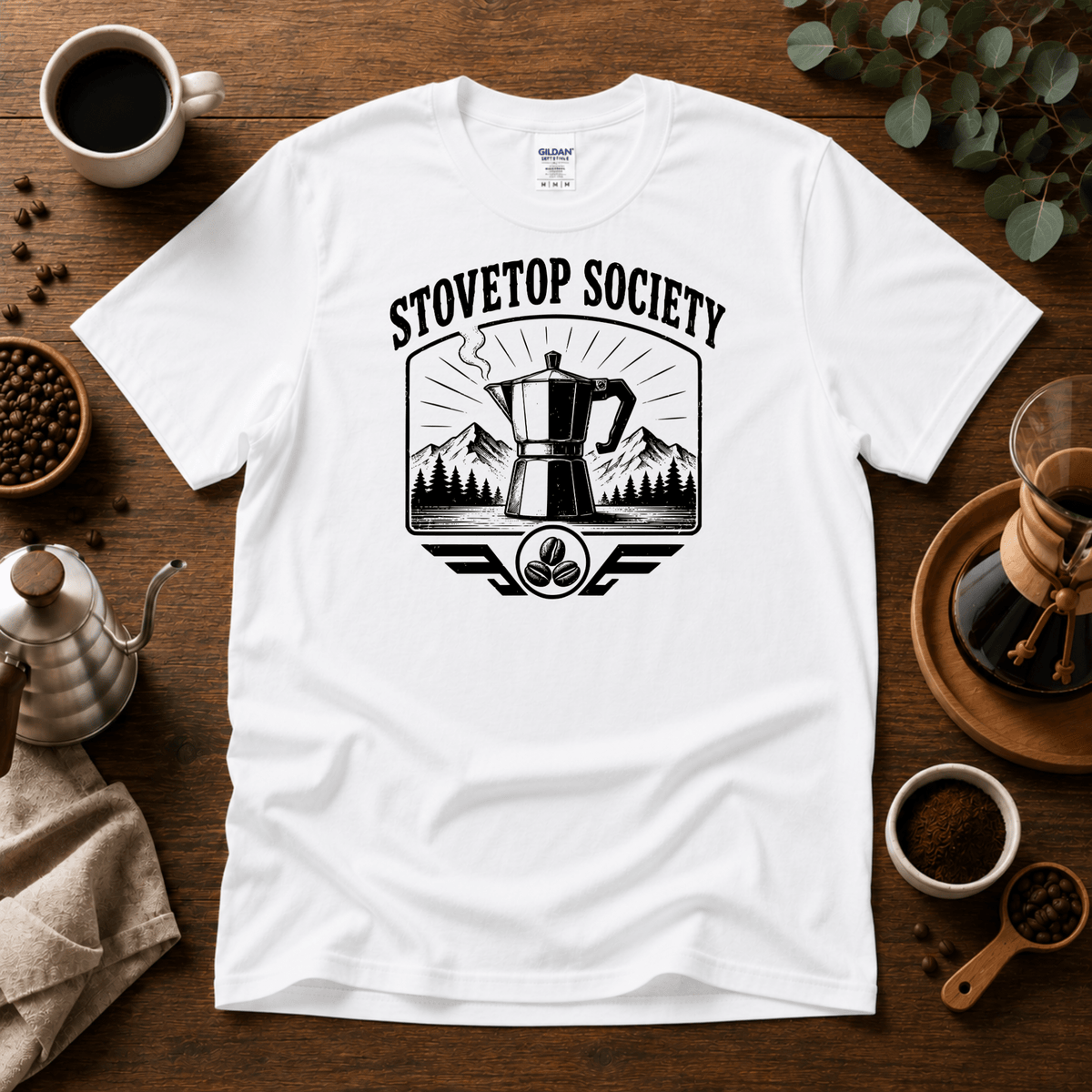 Stovetop Society Coffee T-Shirt - Design By Tomi