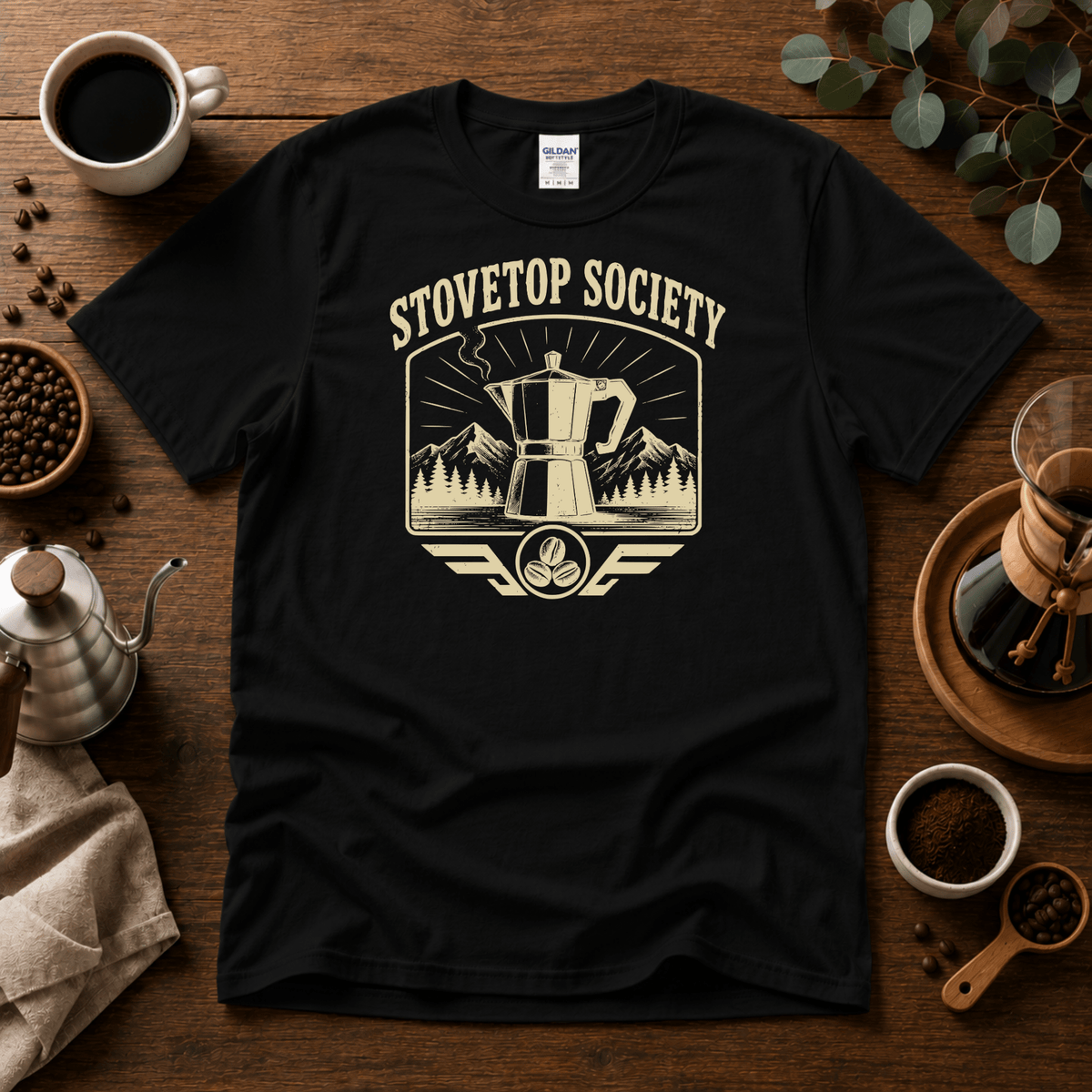 Stovetop Society Coffee T-Shirt - Design By Tomi