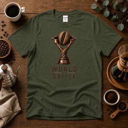 World of Coffee Trophy Graphic T-Shirt - Design By Tomi